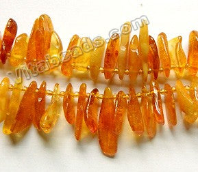 Natural Amber AAA  -  Top Drilled Long Chip Beads w/ Spacers  15"