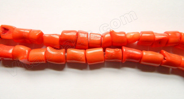Orange Bamboo Coral A -  Free Form Drum Tube Nuggets  15"
