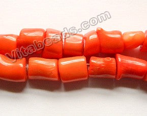 Orange Bamboo Coral A -  Free Form Drum Tube Nuggets  15"