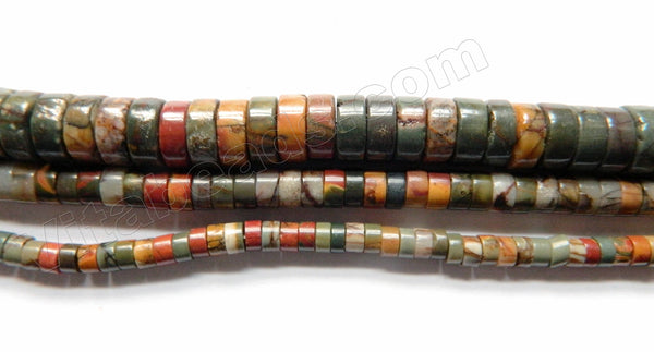 Fire Impression Jasper  -  Heishi  16"