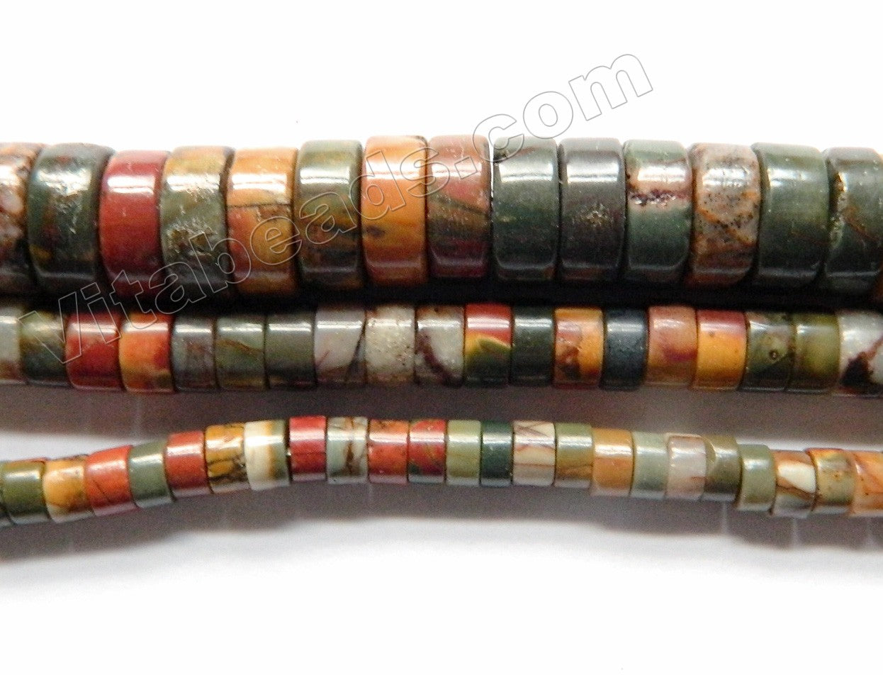 Fire Impression Jasper  -  Heishi  16"