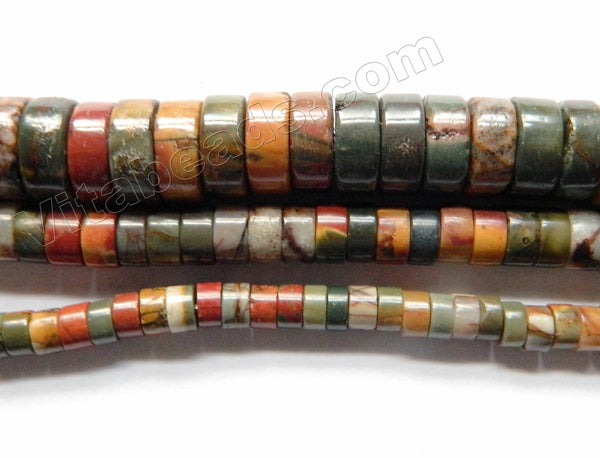 Fire Impression Jasper  -  Heishi  16"