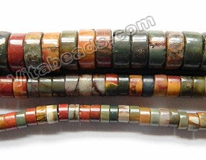 Fire Impression Jasper  -  Heishi  16"