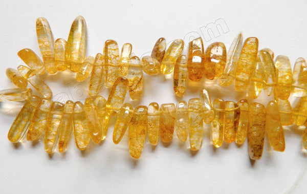 Citrine Yellow Explosion Crystal Natural A - Smooth Long Chip Sticks  16"