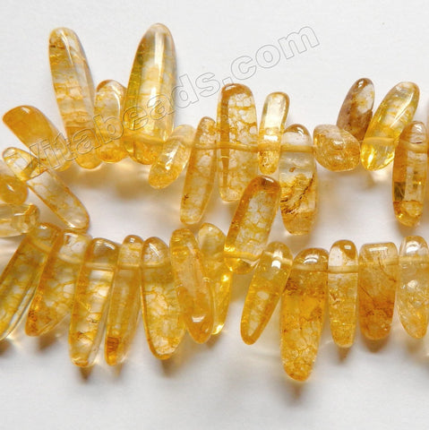 Citrine Yellow Explosion Crystal Natural A - Smooth Long Chip Sticks  16"