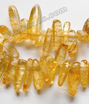 Citrine Yellow Explosion Crystal Natural A - Smooth Long Chip Sticks  16"