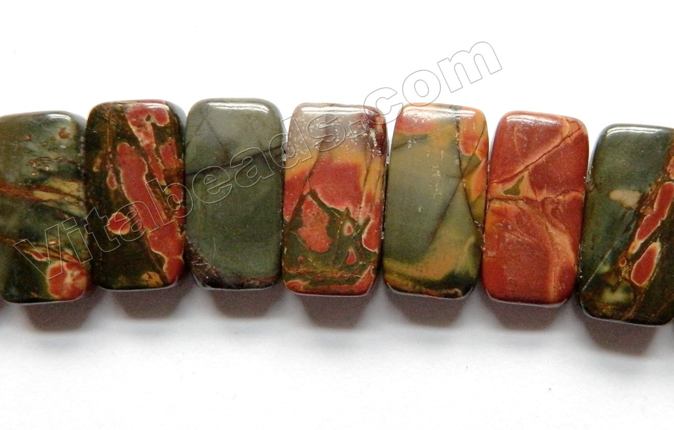 Fire Impression Jasper  -  Double Drilled Rectangles  8"