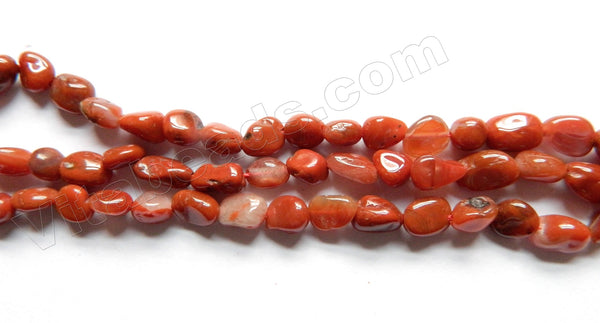 South Red Carnelian Agate  -  Small Smooth Tumble Beads 16"