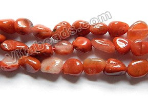 South Red Carnelian Agate  -  Small Smooth Tumble Beads 16"
