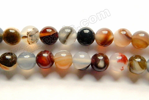 Black White Brown Goldfish Agate  -  Smooth Round  15"