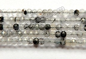 Natural Black Rutilated Quartz A  -  Small Faceted Rondel 15.5"