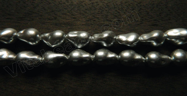 Grey South Shell Pearl  -  Free Form Drilled Through Drop Nuggets  16"