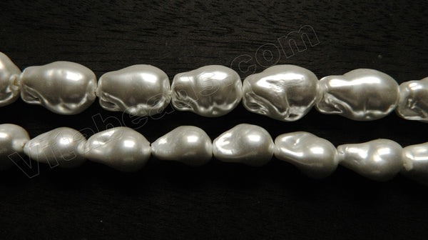 Cream White South Shell Pearl  -  Free Form Drilled Through Baroque Nuggets  15.5"