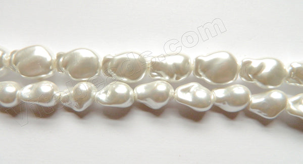 Cream White South Shell Pearl  -  Free Form Drilled Through Baroque Nuggets  15.5"
