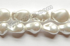 Cream White South Shell Pearl  -  Free Form Drilled Through Baroque Nuggets  15.5"
