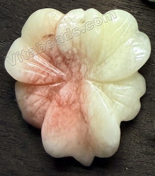 Candy Jade Pendant - Triangle Flower - Mixed Light Yellow Red