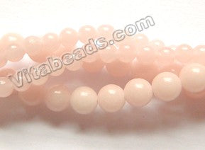 Light Pink Opal Quartz  -  Smooth Round Beads  14"  