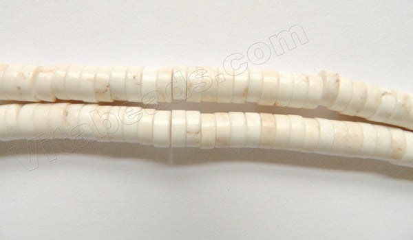 Ivory White Magnesite Crack Turquoise  -  Heishi 16"