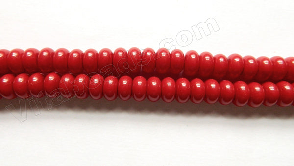 Dark Coral Red Shell Pearl  -  Smooth Rondel  15"