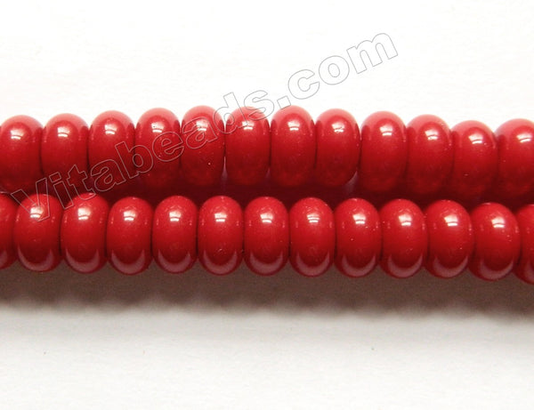 Dark Coral Red Shell Pearl  -  Smooth Rondel  15"