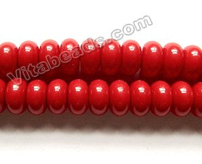 Dark Coral Red Shell Pearl  -  Smooth Rondel  15"