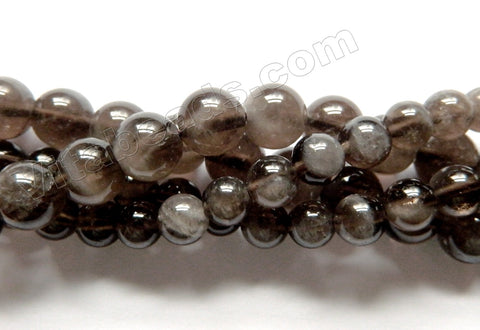 Natural Silver Grey Smoky Quartz  -  Smooth Round Beads  15"
