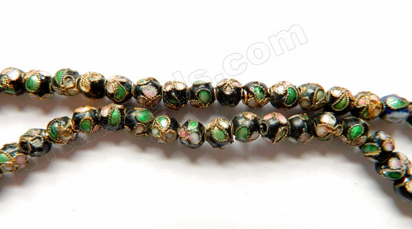 Cloisonné Round Beads    Color:  Black