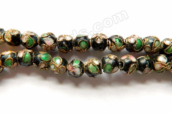Cloisonné Round Beads    Color:  Black