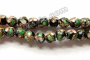 Cloisonné Round Beads    Color:  Black