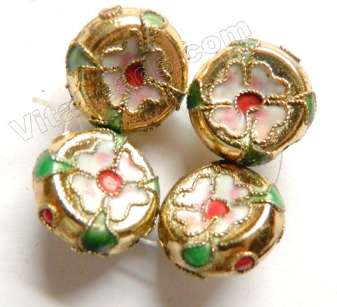 Cloisonné Beads - Button Beads   Color: Gold