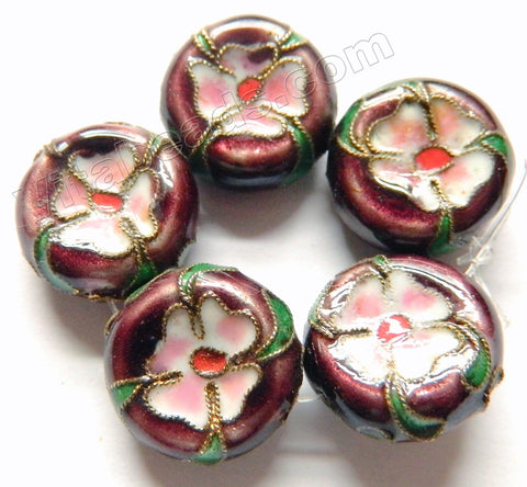 Cloisonné Beads - Button Beads   Color: Purple