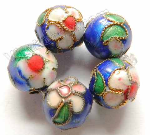 Cloisonné Round Beads   Color:  Dark Blue