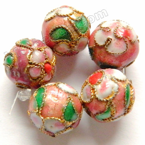 Cloisonné Round Beads   Color:  Pink