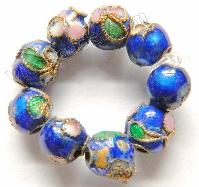Cloisonné Round Beads Color:  Dark Blue