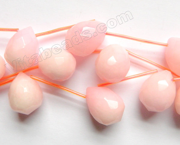 Pale Pink Peach Jade -  Faceted Teardrop 8"