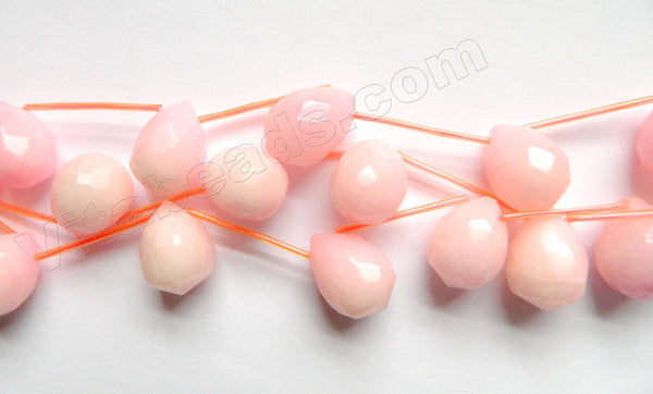 Pale Pink Peach Jade -  Faceted Teardrop 8"