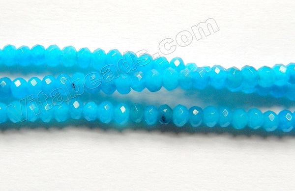 Deep Blue Robin Mashan Jade  -  Small Faceted Rondel  14"