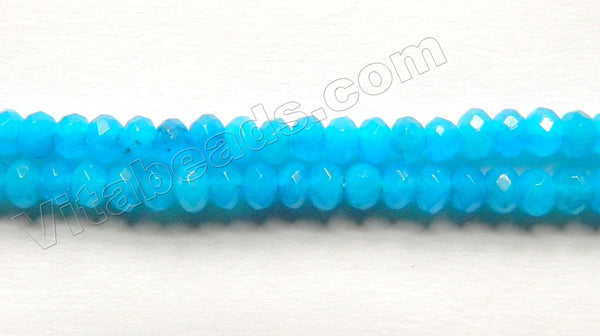 Deep Blue Robin Mashan Jade  -  Small Faceted Rondel  14"