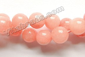 Light Pink Peach Mashan Jade  -  Smooth Round  15"