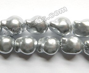 Light Grey South Shell Pearl  -  Free Form Drilled Through Baroque Nuggets  16"