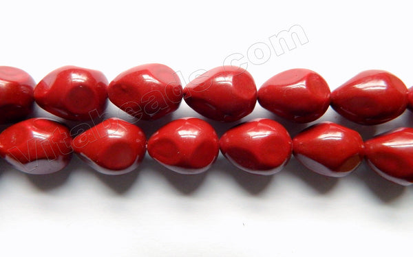 Dark Red South Shell Pearl  -  Free Form Drilled Through Drop Nuggets  16"  