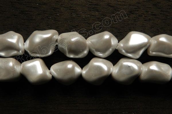 Cream White South Shell Pearl  -  Free Form Nuggets  16"