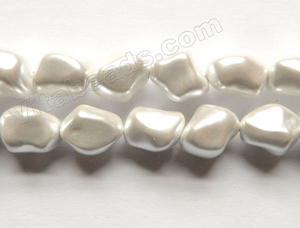 Cream White South Shell Pearl  -  Free Form Nuggets  16"