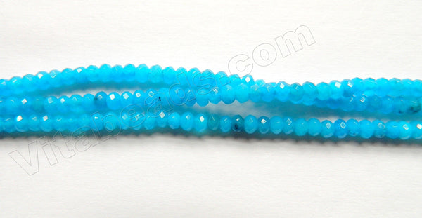 Deep Blue Robin Mashan Jade  -  Small Faceted Rondel  14"
