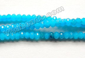 Deep Blue Robin Mashan Jade  -  Small Faceted Rondel  14"