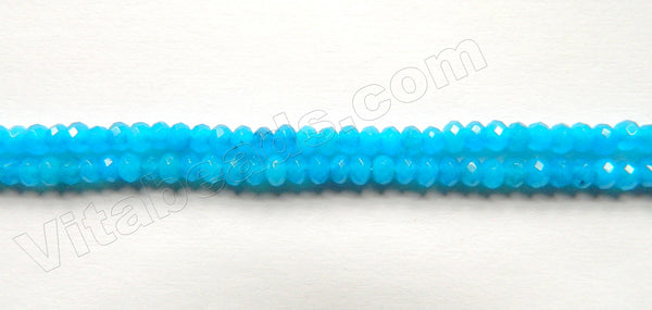 Deep Blue Robin Mashan Jade  -  Small Faceted Rondel  14"