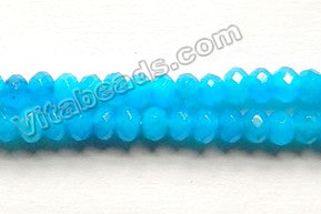 Deep Blue Robin Mashan Jade  -  Small Faceted Rondel  14"