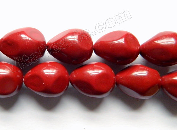 Dark Red South Shell Pearl  -  Free Form Drilled Through Drop Nuggets  16"  