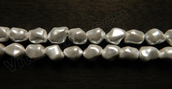 Cream White South Shell Pearl  -  Free Form Nuggets  16"