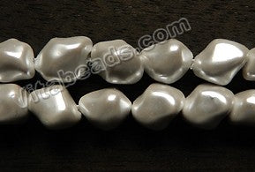 Cream White South Shell Pearl  -  Free Form Nuggets  16"